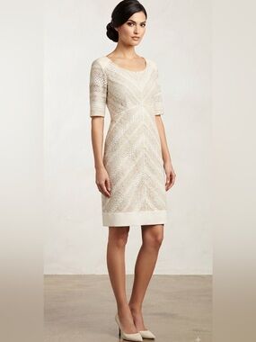 ANTONIO MELANI Cream Lace Midi Dress